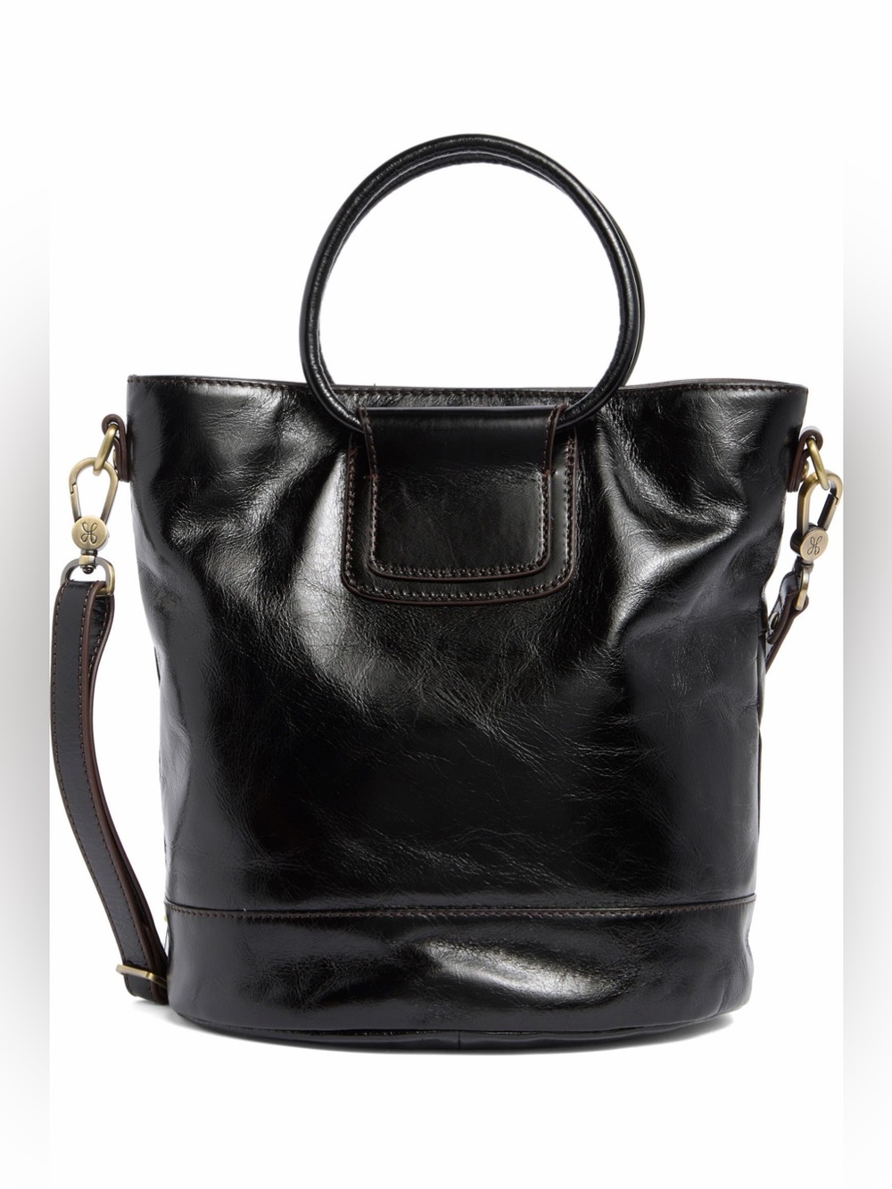 Hobo Sheila Leather Bucket Bag Black Shoulder Crossbody